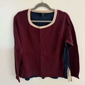 J. Crew Maroon and Beige Knit Top